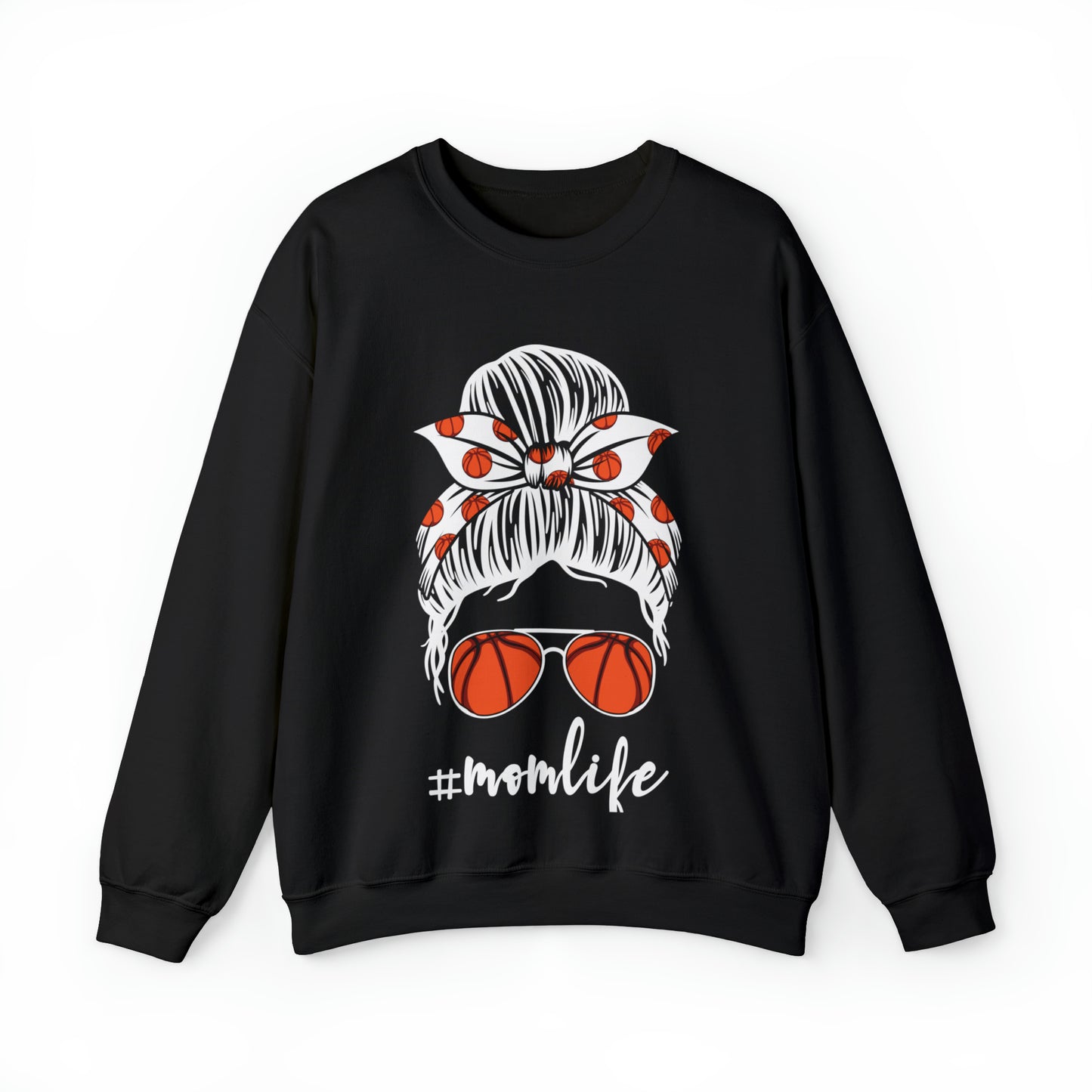 Basketball Mom Messy Bun Crewneck Sweatshirt