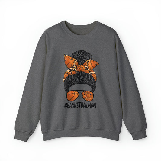 Baskwtball Mom Messy Bun Crewneck Sweatshirt